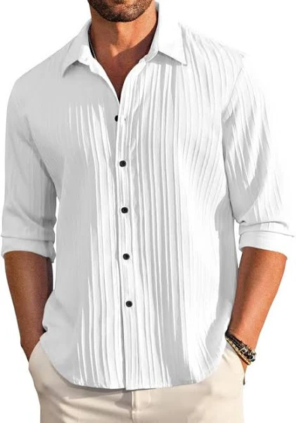 FINIVO FASHION Men's Textured Casual Shirt
